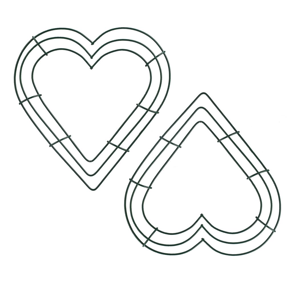 Heart Shaped Wire Wreath Frame Wall Hanging Green Wire Ring For Valentines Day Wedding Home Decor