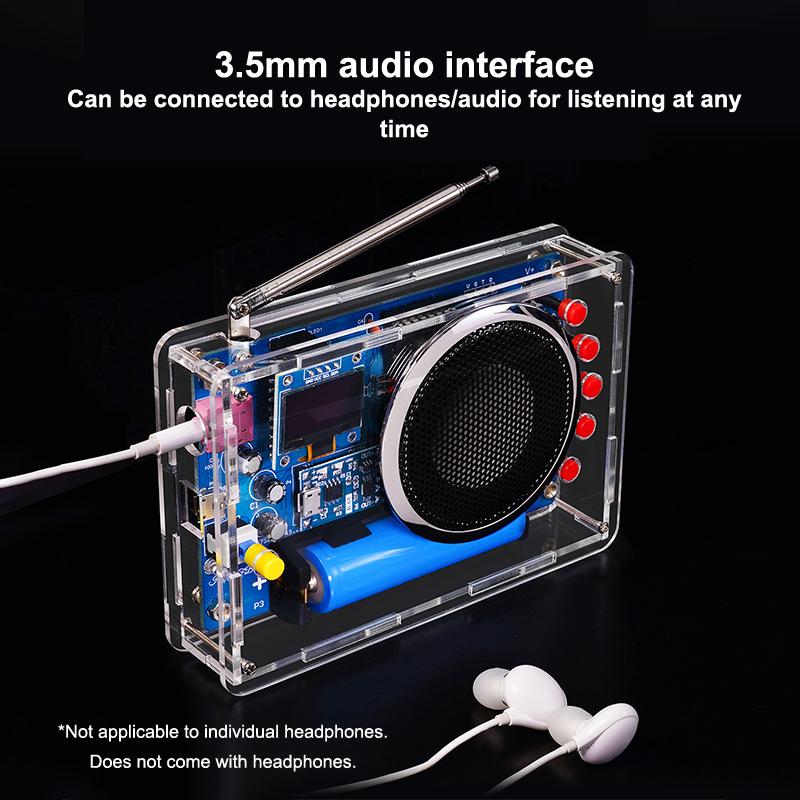 Gør-det-selv FM-radio Kit OLED-display Radio Samlesæt 87-108MHz Genopladelig FM-radio Elektronisk Projekt Loddesæt