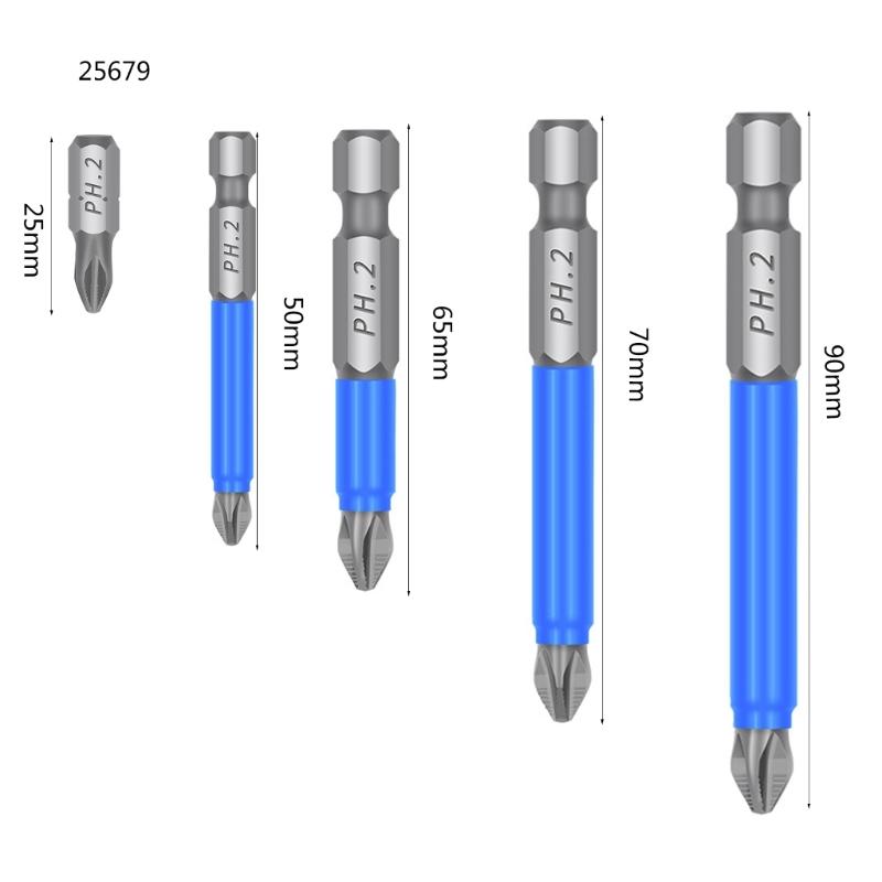2/3/4/5/7pcs Magnetic Batch Heads Impact Strong Cross High Hardness 25/50/65/70/90/127/150mm for PH2 Screwdriver Set