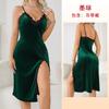 Sexy deep v pajamas women's long suspender nightgown velvet lace seduction backless