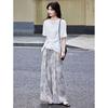 Summer Casual Irregular T-Shirt and High-Waisted Wide Leg Pant Set