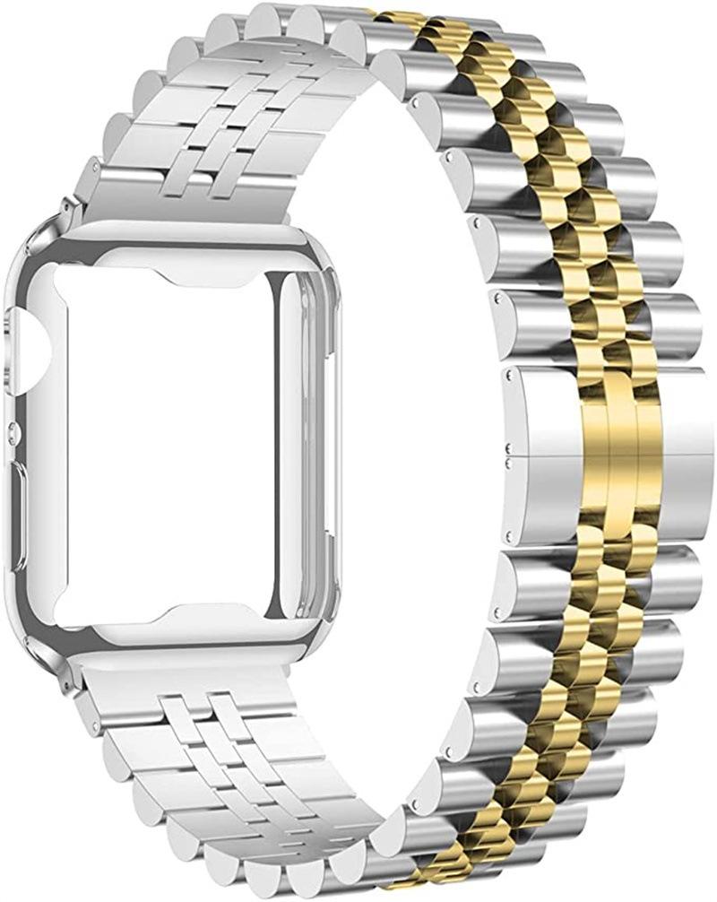 Metal Band+TPU Soft Case For Apple Watch 45mm 44mm 41mm 46mm 42mm 49mm Stainless Steel Wristband iWatch 11 10 9 8 7 6 5 SE Strap