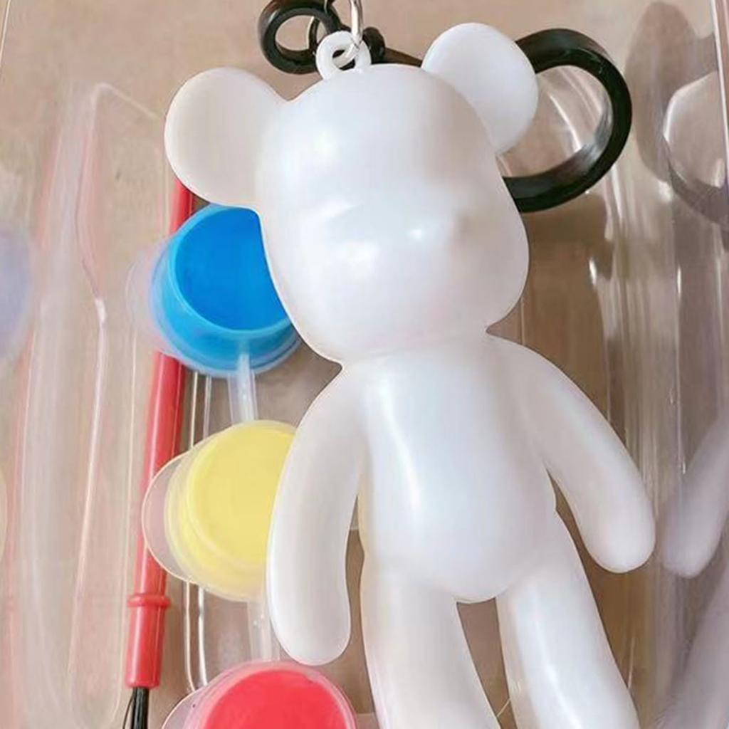 Fluid Bear Keychain DIY Graffiti Painting Violent Bear Models Keychain for Children Fluid Bear, Paint, Pen, Box