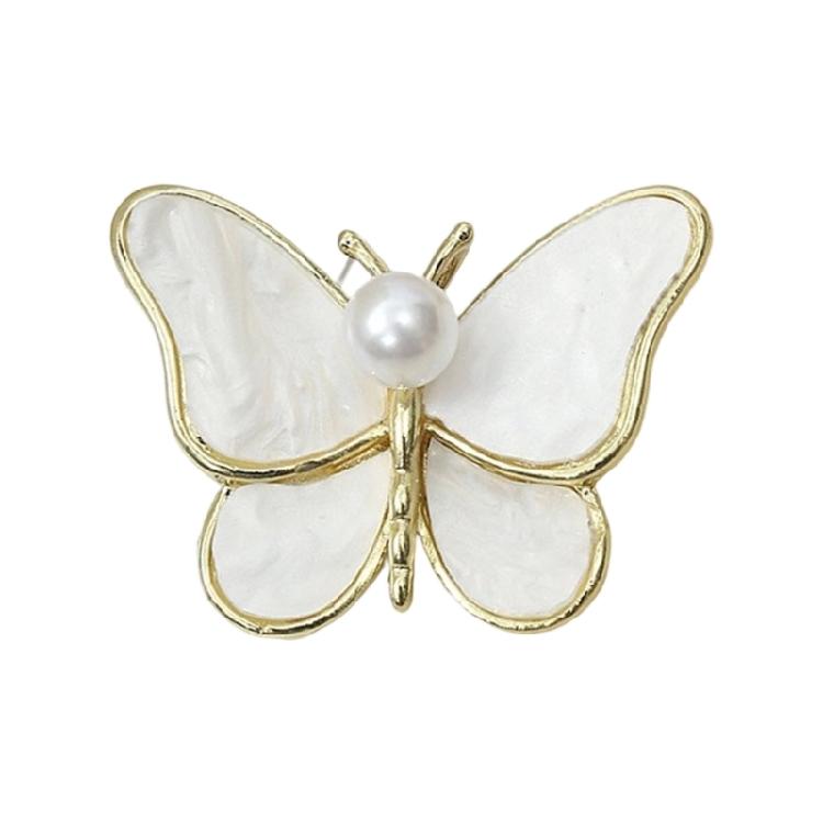 Butterfly Wing Brooch Pearls Inlay Jewelry Comfortable Wear Alloy Materials Reliable Clasp Designs