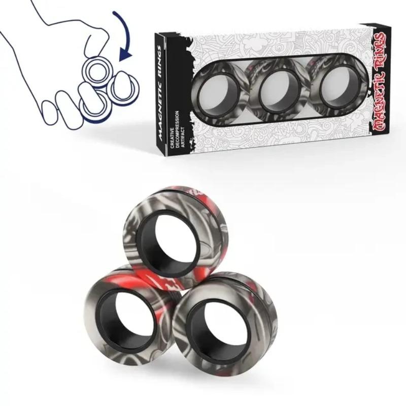 Magnetické Kroužky Fidget Hračka Sada Magnetů pro Dospělé Fidget Magnety Kroužky Spinner Fidget Balení Skvělý Dárek pro Dospělé Teenagery Děti (3KS)