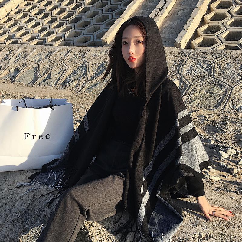 Travel large shawl women's imitation cashmere with double-sided cape geometric pattern fringe air-conditioning room cape summer