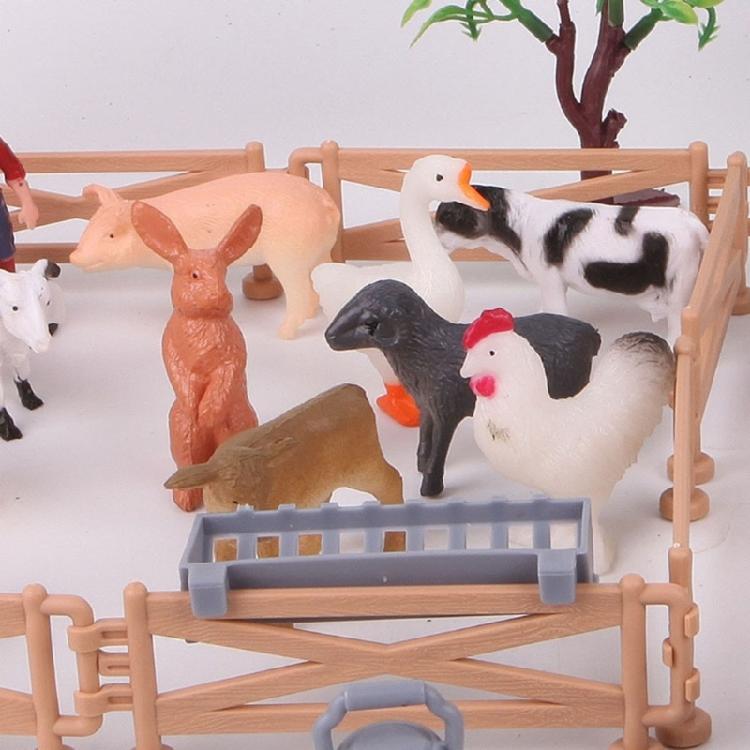 42Pcs Farm Animal Toy Set Plastic Farm Animal Figurines Tractor Fence Toy Farm Playset Educational Learning Toy Gift
