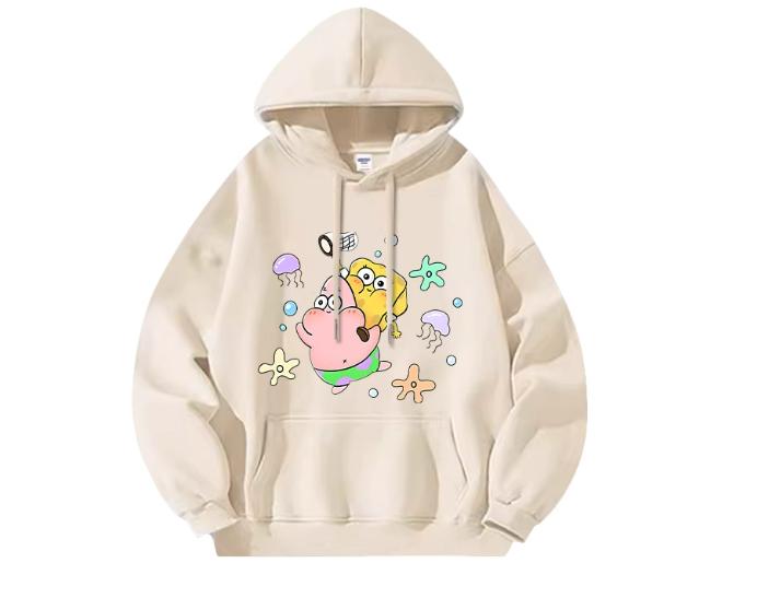 New 2025 Different Couple Outfits Cartoon Sponge Baby Couple Outfits Autumn Outfits Loose Hoodies for Men and Women