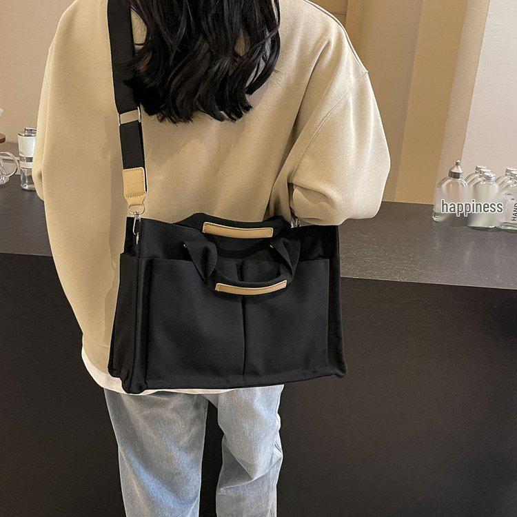 2024 Multi-Layer Color Block Canvas Crossbody Tote Bag for Mommies