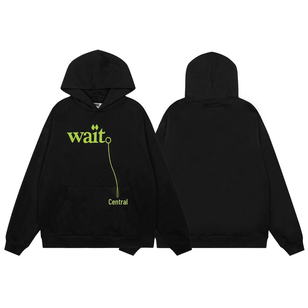 Spider Web Foam Letter Print Terry Cloth Hoodie for Men & Couples