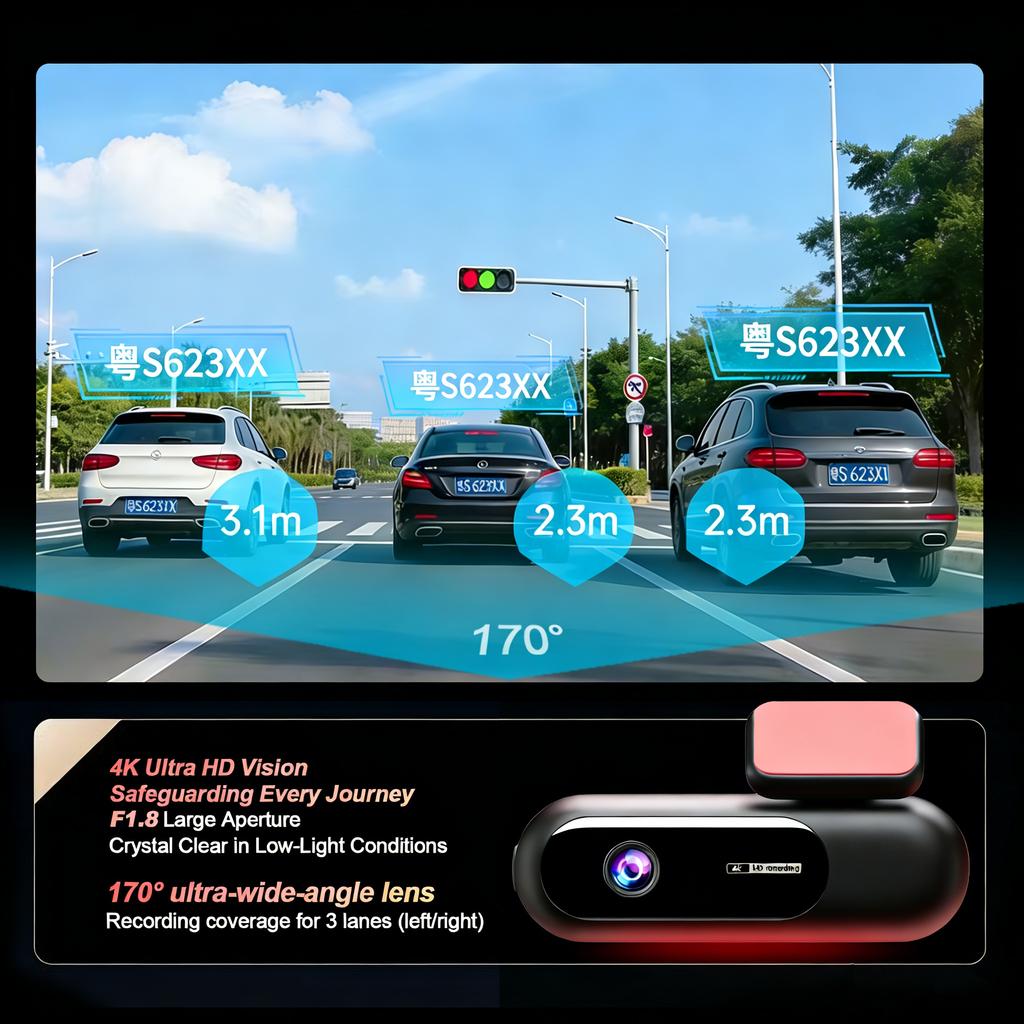 ASF1 Dual Lens 4K WiFi Dash Cam Car DVR Front Rear Night Vision 24H Parking Mini Black Box Vehicle Camera Recorder