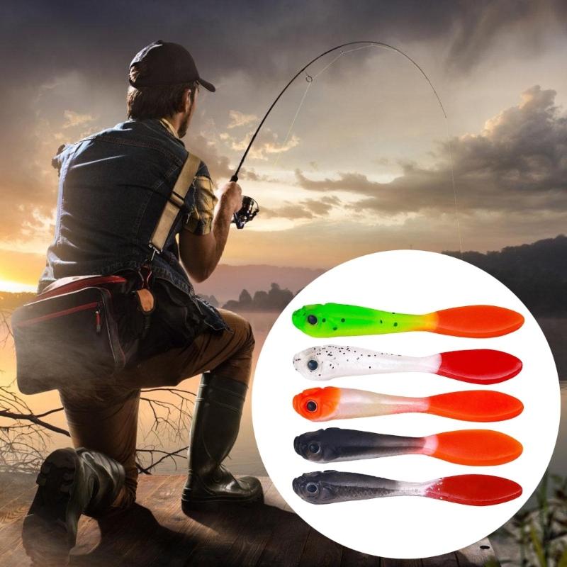 Zweifarbige künstliche Köder Angelköder Mini Softbaits Angelzubehör Swimbait Köder 7cm Wobbler Angelköder 5 Stück