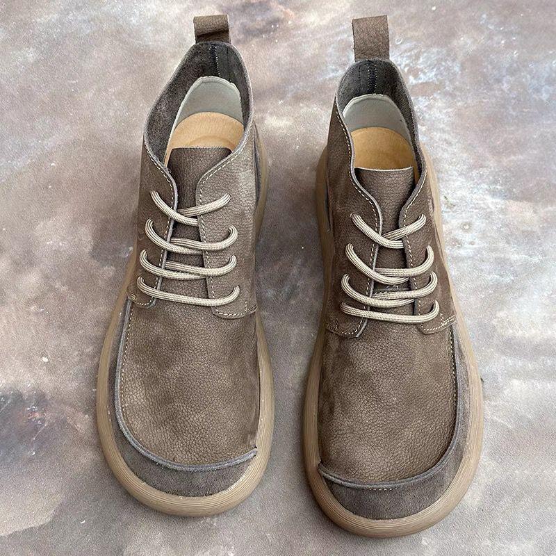 Retro high-top cow leather shoes men`s