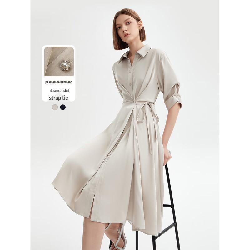 Lancy Retro Polo Collar Shirt Dress