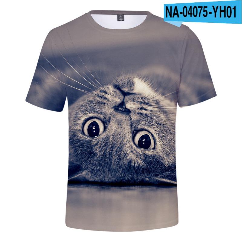 Children's Cat Adult 3D Printed Short Sleeve Men's Street Trend 3D Color Printed Short Sleeve T-shirt Tops & T-shirts (men’s)