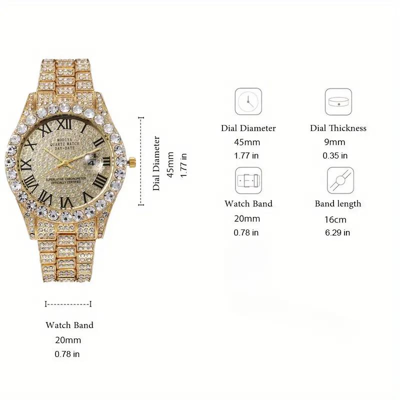 2025 Women Watch Iced Out Roman Quartz Watches For Women Luxury Brand Bling Full Rhinestone Men Woman Clock Hiphop Party Jewelry