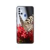 Černé TPU pouzdro pro Samsung Galaxy A50 50S A30S A10 A01 A11 A21S A31 A41 A51 A71 M21 M30S S10 LITE Červený motýl na květu růže