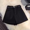 Women's High-Waisted A-Line Woolen Shorts, Autumn/Winter 2025 - Slim Fit, Versatile, Wide-Leg Design with 1 Pocket