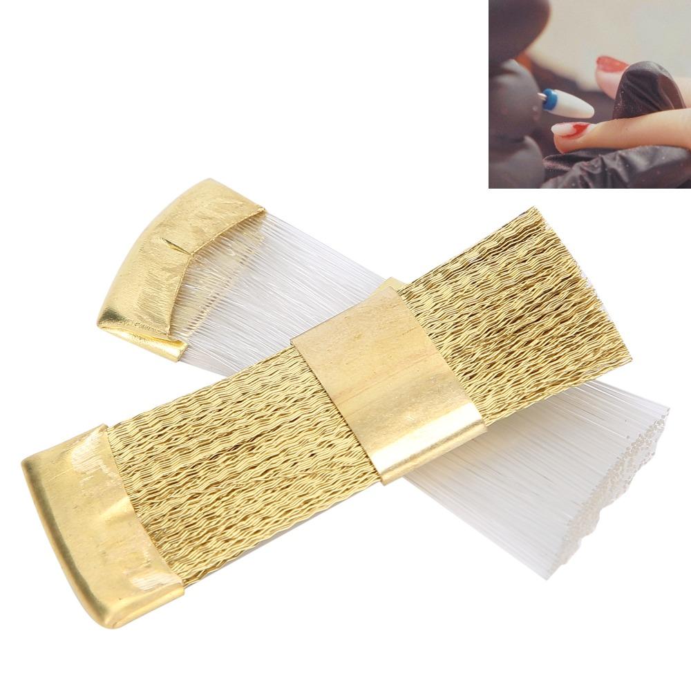 2 Pieces Copper Wire Nail Art Bits Cleaning Brush Mini Size Nail Dust Brush For Manicure
