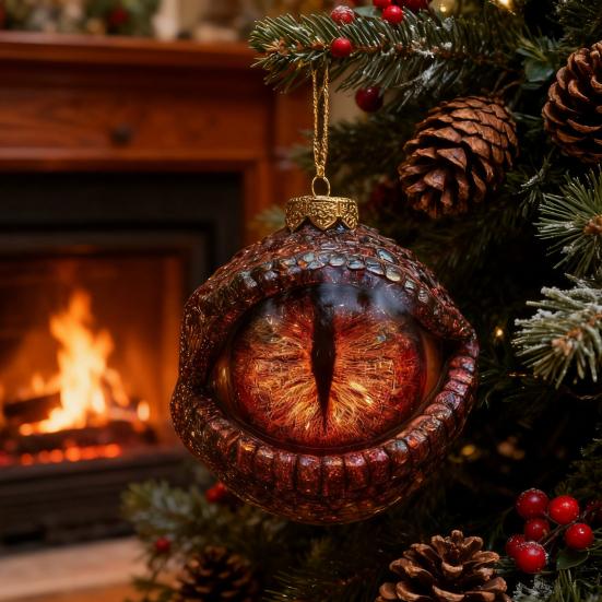 Yousheng Dragon's Eye Christmas Ornament Mystic Dragon Eye 2D Flat Acrylic Xmas Tree Hanging Ornaments for Fantasy Lovers