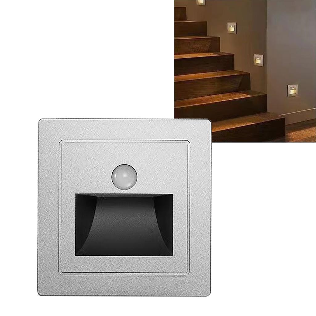 Motion Sensor Stair Light ABS Recessed LED Solar Stair Lights for Decks Steps Fence Patio Yard