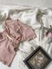 Girls' Short Sleeve Waffle T-shirt & Shorts Summer Two-piece Set
