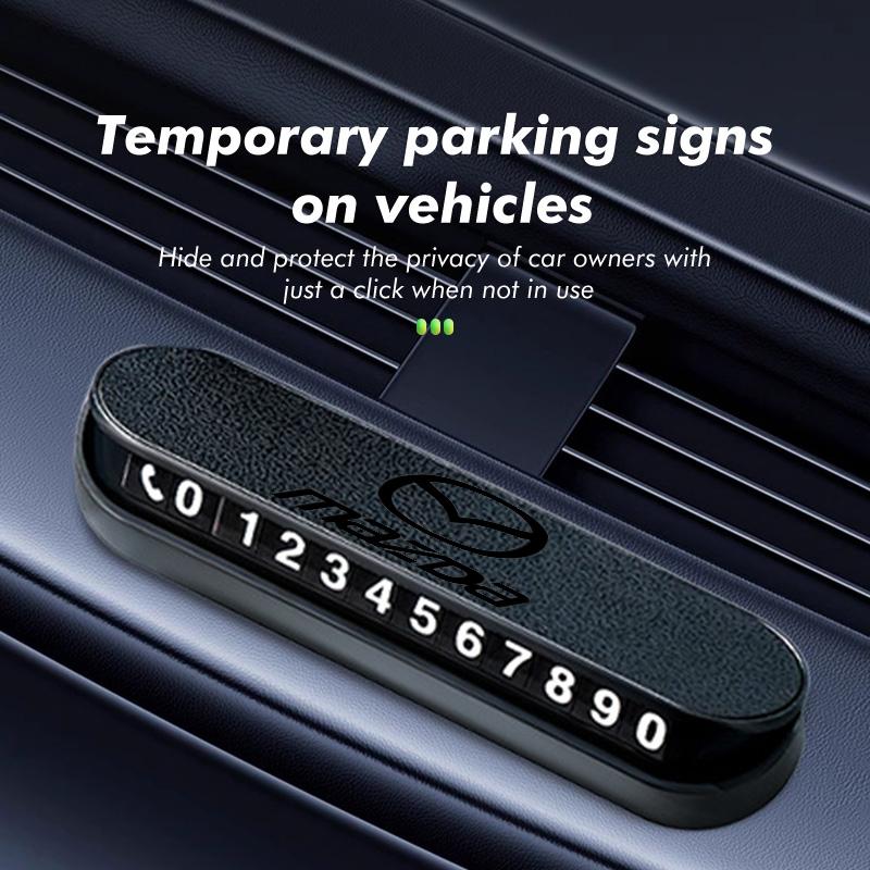 For Mazda Suede Leather Car Temporary Parking Card Phone Number Plate 3 CX3 CX4 CX5 CX7 CX8 CX9 CX30 RX7 Atenza Axela d2