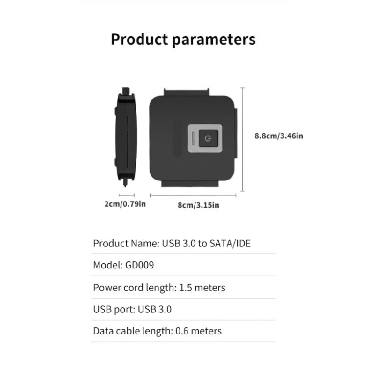 USB3.0 to IDE Converter for 2.5/3.5Inch Hard Drive Supports Hard Disks Drives Conversion Adapter Efficient