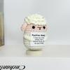 Cute Handwoven Knitted Positive Energy Sheep Dolls With Card Funny Crochet Emotional Support Animal Sheep Desktop Ornament Gifts