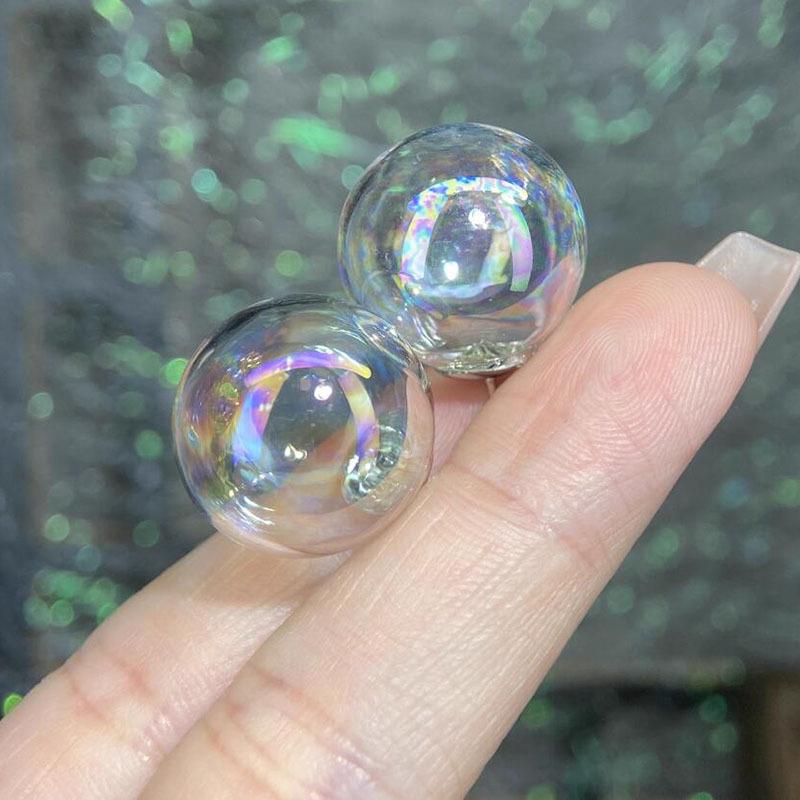 Dreamy Summer Colorful Bubbles S925 Silver Stud Earrings - Sweet Transparent Glass Ball Ear Accessories