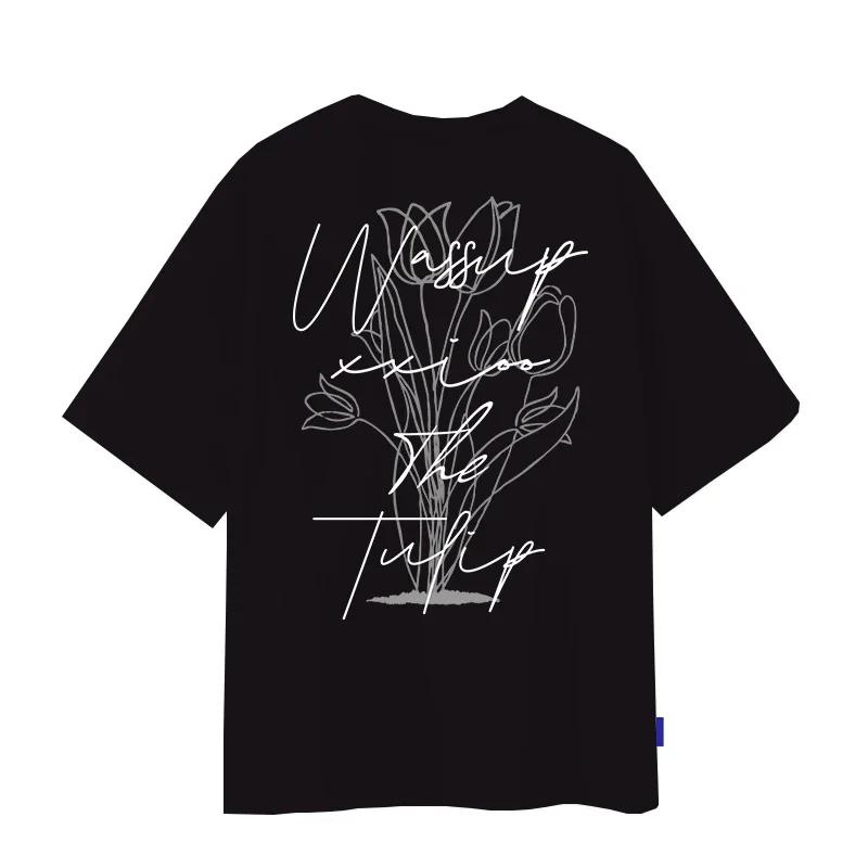 

Новая летняя футболка с коротким рукавом из хлопка с принтом роз для фитнеса и бодибилдинга, свободная футболка для тренировок и занятий спортом XXXXXL