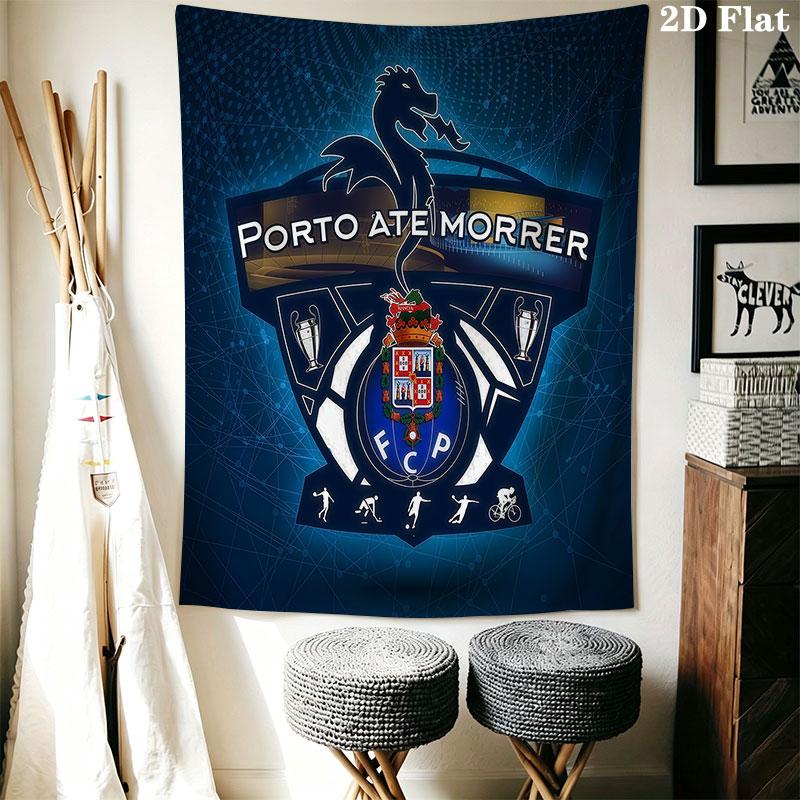 FC Porto Logo Wandbehang Bedruckte Stoffdecke Dekorative Wandteppiche für Schlafzimmer Wohnzimmer Heimdekoration