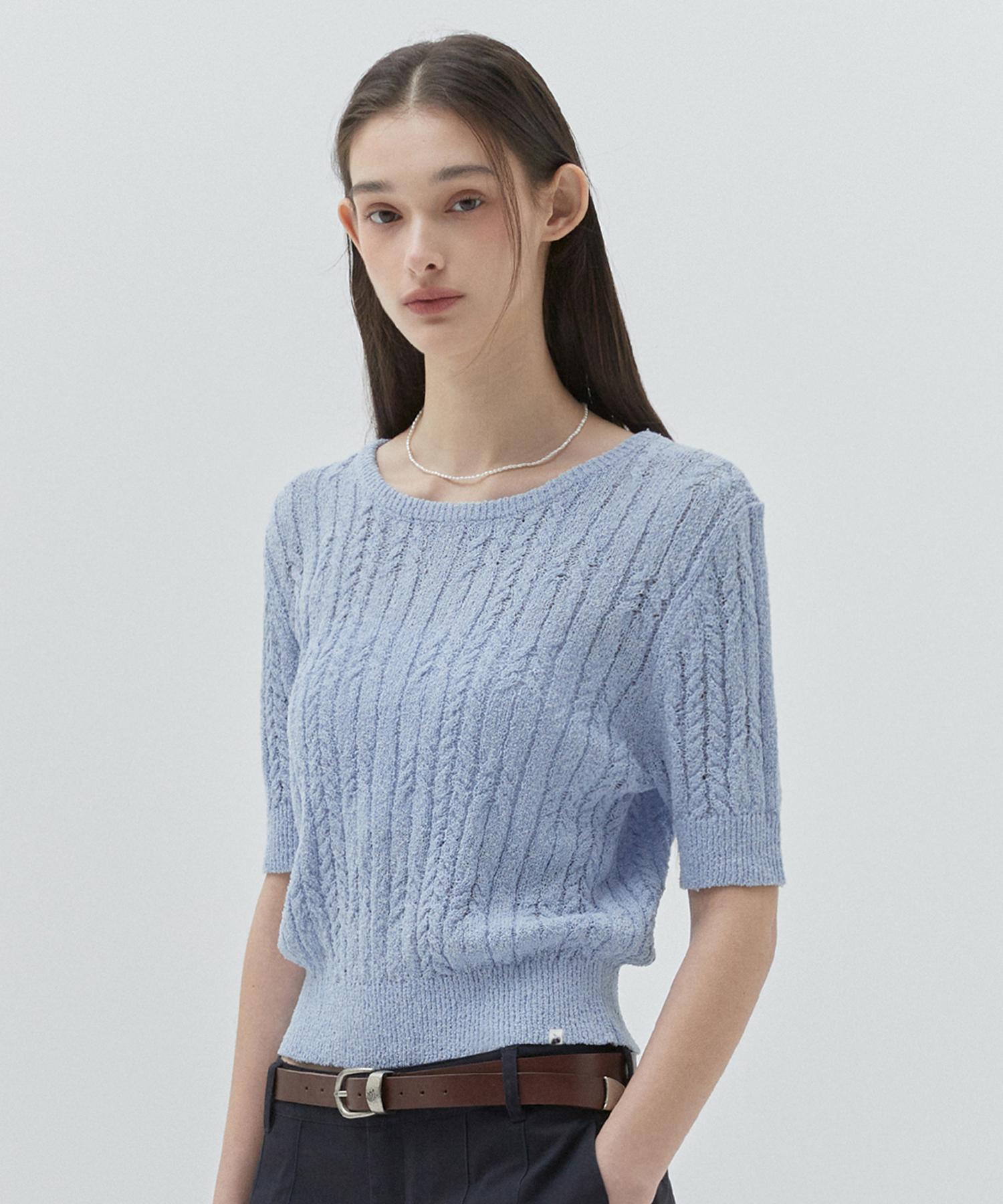 Kirsh Plain Back Hole Point Knit [Sky] 1