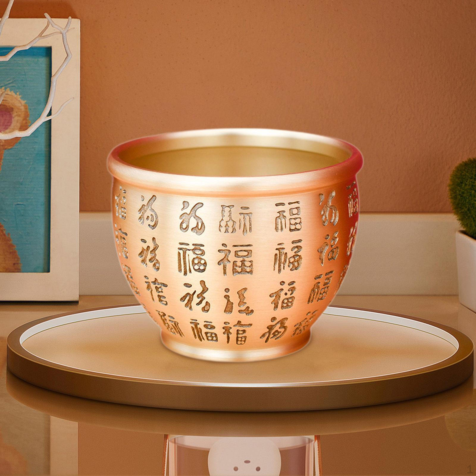 

Латунная чаша для сокровищ, декор в стиле фэн-шуй, высотой 2,91 дюйма, для дома и ресторана Diameter 9.5 cm