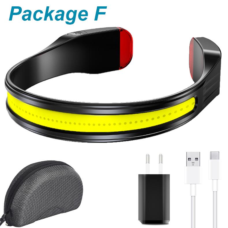 COB LED HeadLamp Type-C USB Rechargeable Headlight Multifunction Light Portable Head Flashlight Lamp Tail White Lamp; Red light