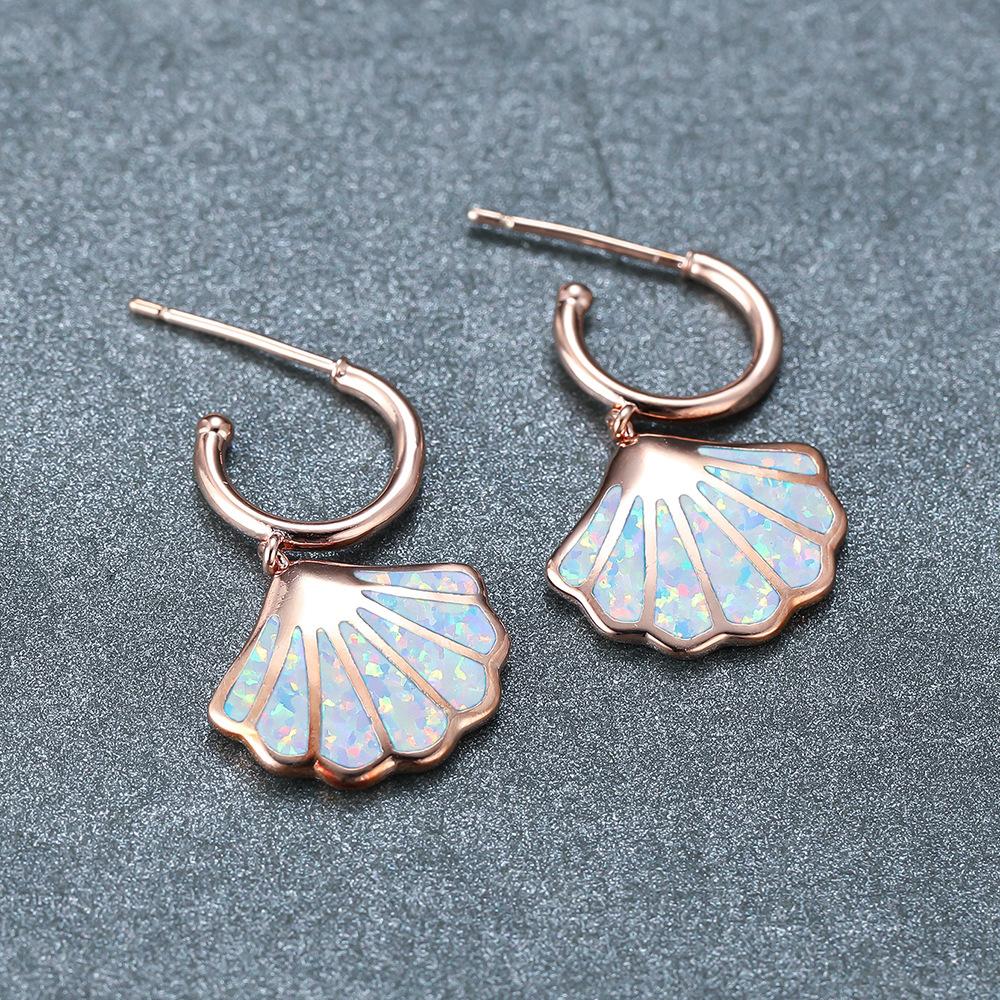 New Korean Style White Ocean Style Shell Earrings Simple and Versatile Retro Ocean Earrings