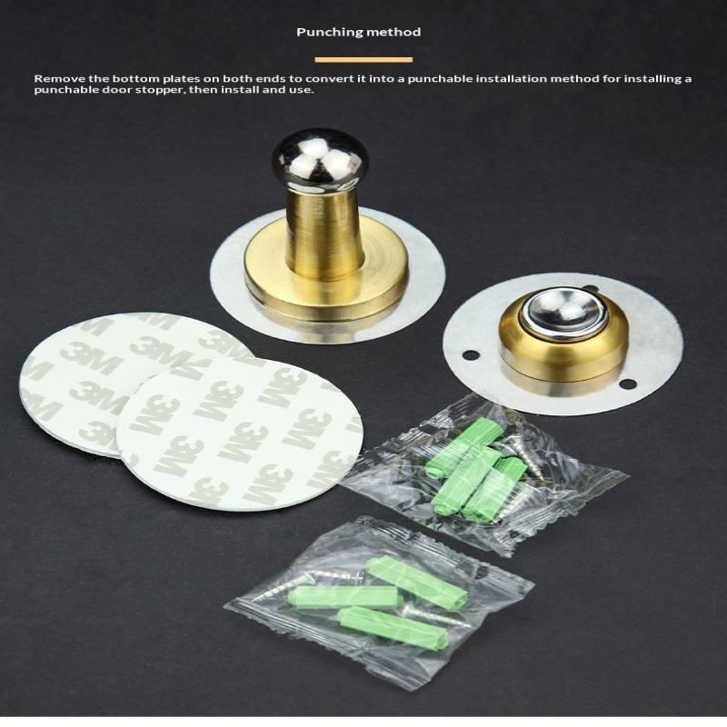 Stainless Steel Magnetic Door Stopper Drill & No Drill Installation Residue-free Adhesive Door Holder for Rental House