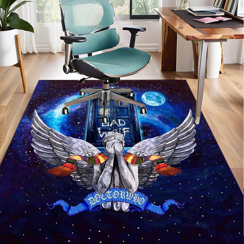 Tardis In Starry Night Office Rug Chair Mat, Game Carpet, Suitable for Front Door, Bedroom, Living Room, Desk, Holiday Gift