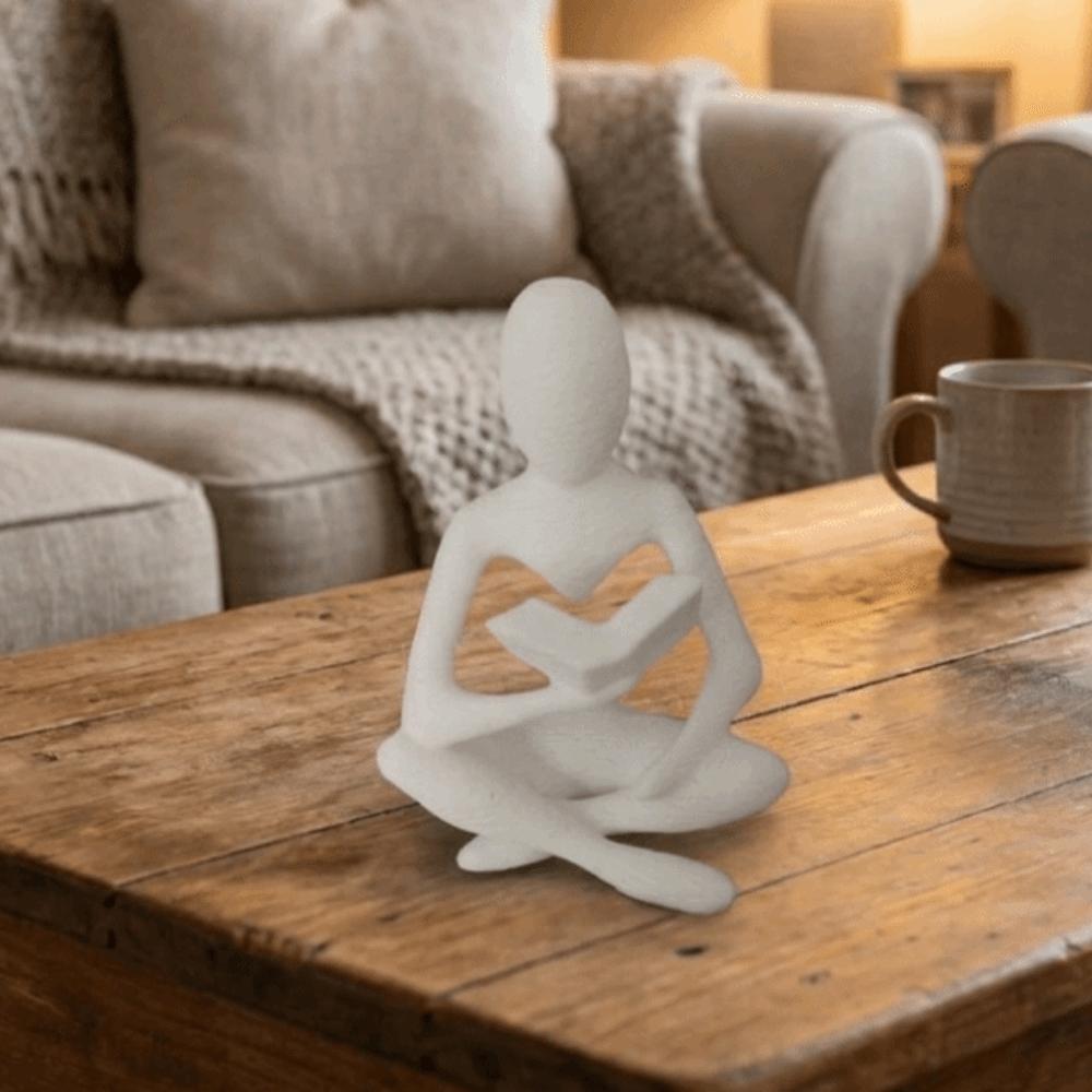 Abstract Reader Sculpture Ornament Mini Reading Figure Ornament  Living Room