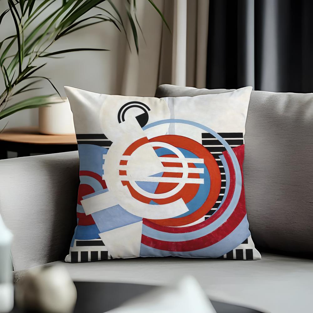 Fashion FFfrantisek Kupkaed Cushion Cover Antidustmite Pillowcase Invisible Zipper Silky Short Plush Sofa Cushion Cover