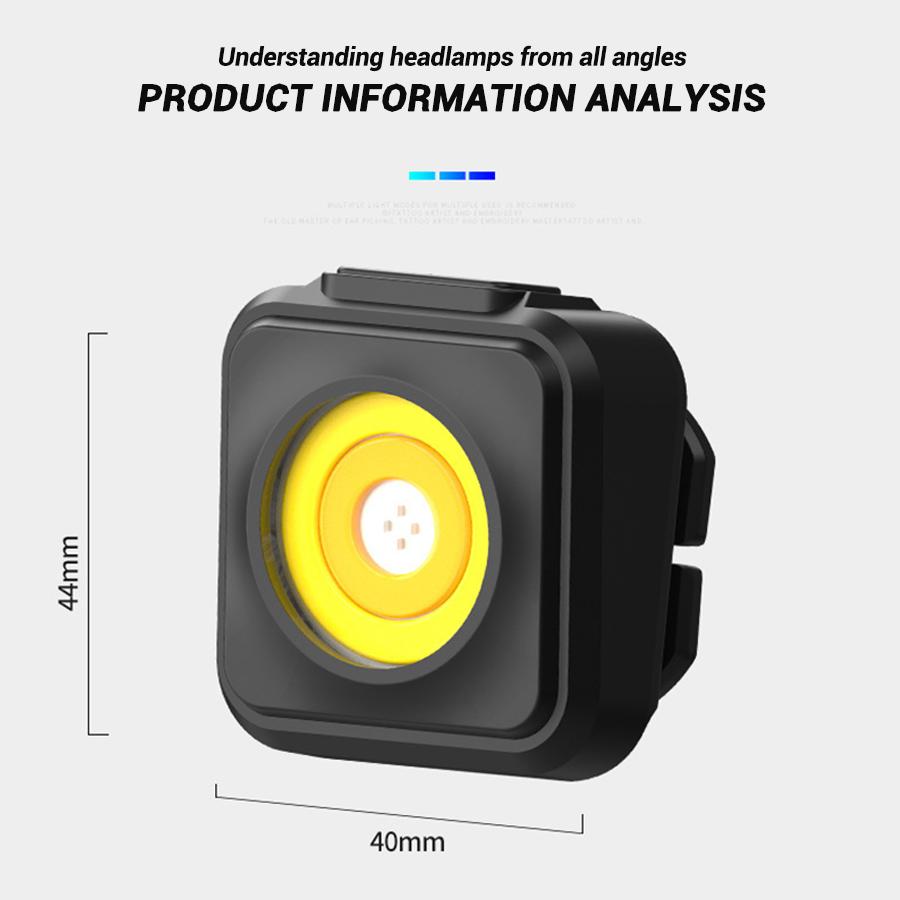 Super Bright COB Headlight USB C Rechargeable Headlamp Outdoor Powerful Emergency Floodlight Flashlight with Yellow Red Lights