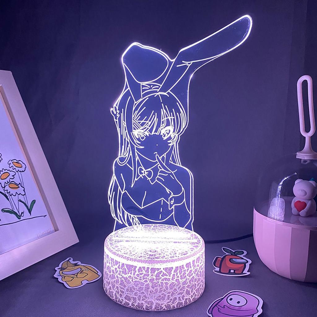 Anime Waifu Mai Sakurajima Led Night Light For Bedroom Decor Mai Light Gift For Friend Sakurajima Bunny Girl Led Lamp Anime Gift