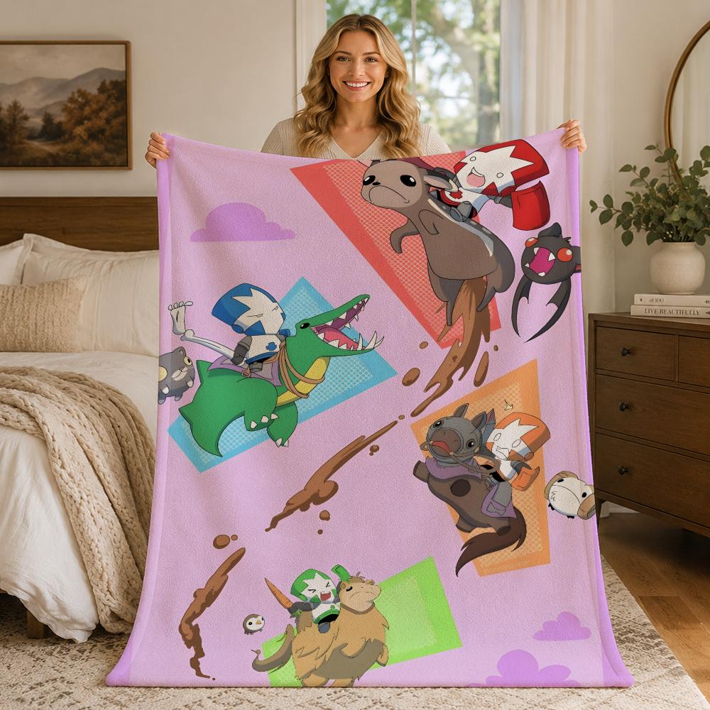 Game C-Castle Crashers Throw Blankets Soft Warm Flannel Blanket Bedding for Bed Living room Home Sofa 75X95CM