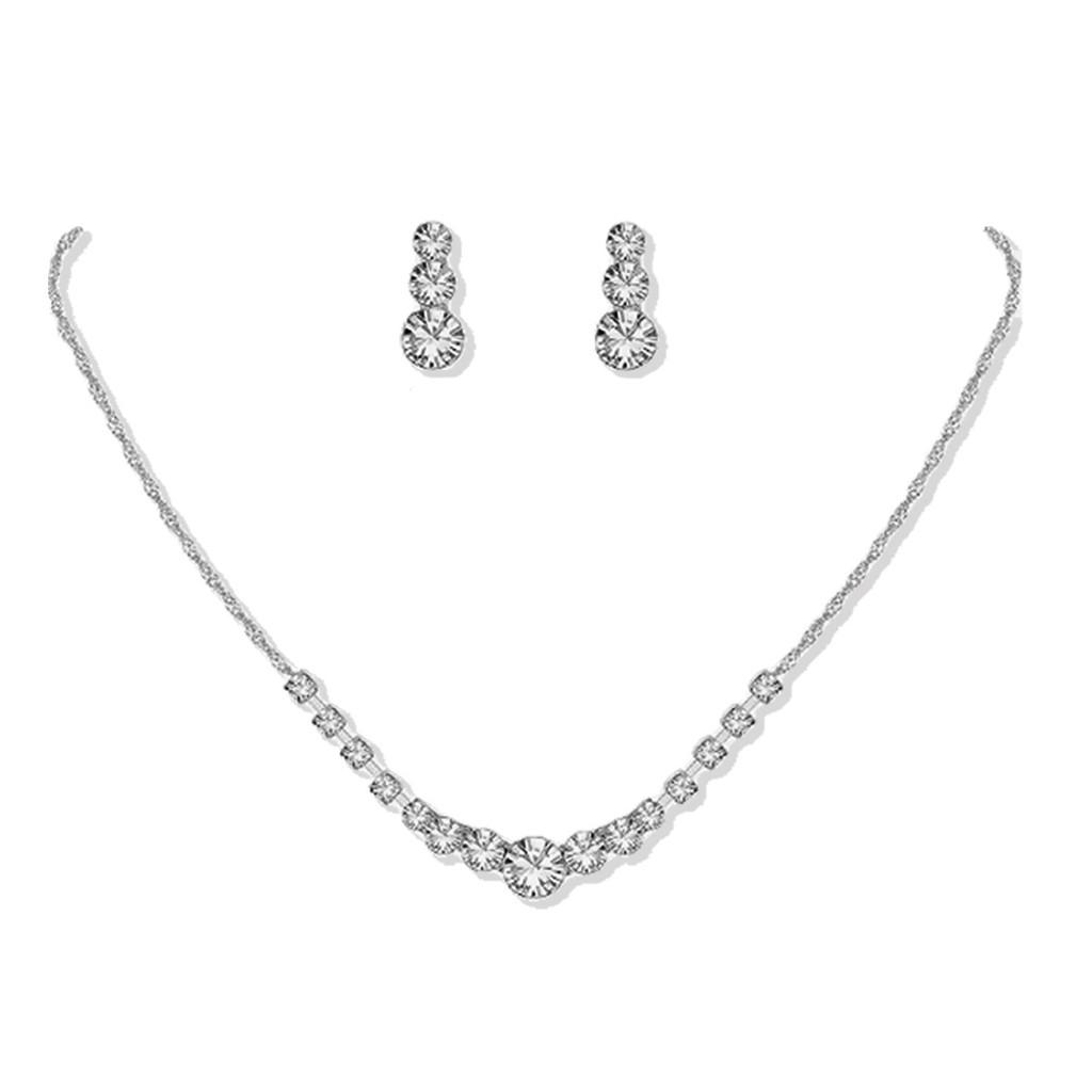 Water Drop Wedding Necklace Set With Geometric Pendant For Bridal Jewelry Collection