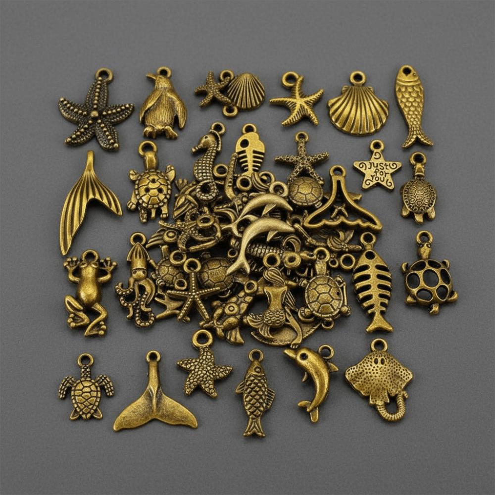 Metal Scallop Ocean Life Pendants for DIY Mixed 20g / 100g DIY Jewelry Accessories  Bracelet