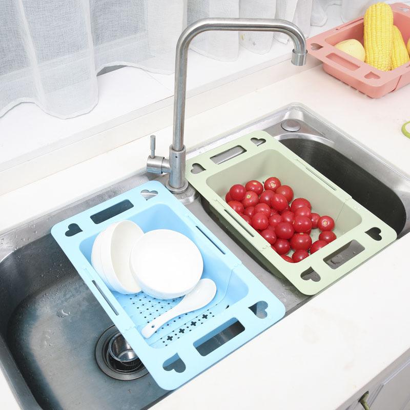Kunststoff versenkbare Küche rechteckigen Obst und Gemüse Drainage Korb Abtropffläche Gemüse Waschen Pool Drainage Abtropffläche