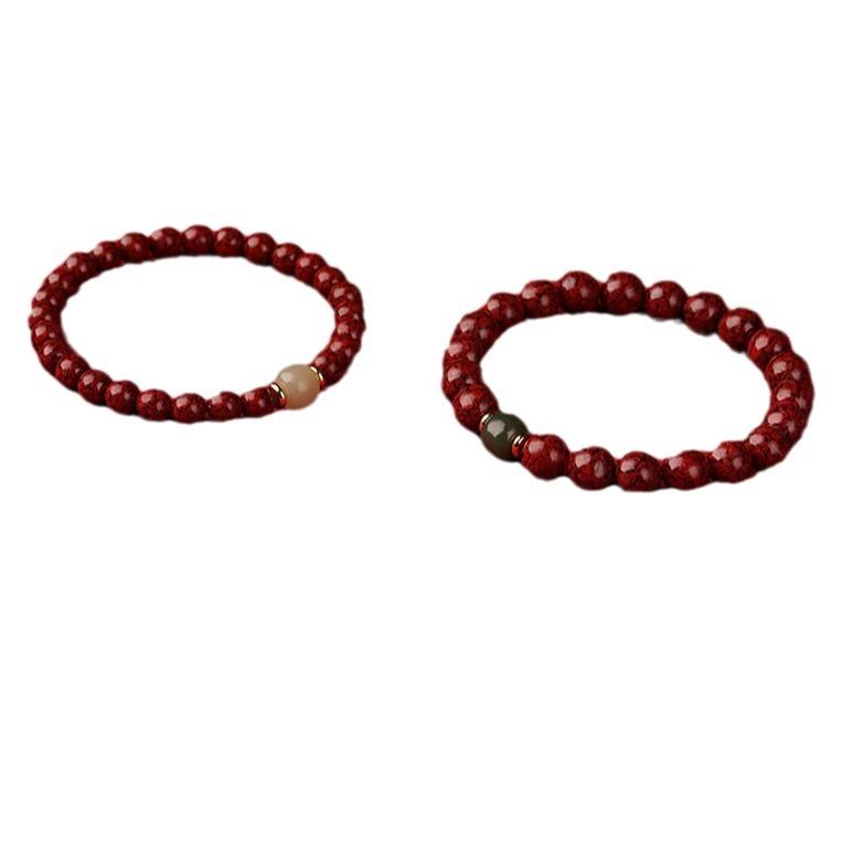 High-content raw ore cinnabar and purple gold sand crystal bracelet, translucent bracelet for women, Hetian jade, Chinese style single-loop bracelet