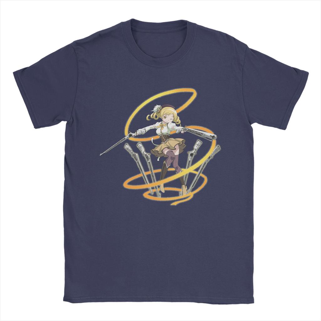 Unisex T-shirt Mahou Shoujo Mami Tomoe Madoka Magica Anime 100% Bawełna Vintage Krótki Rękaw Okrągły Dekolt T-shirty Letni T-shirt