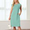European and American women's clothing summer round neck casual loose split sleeveless medium and long dress