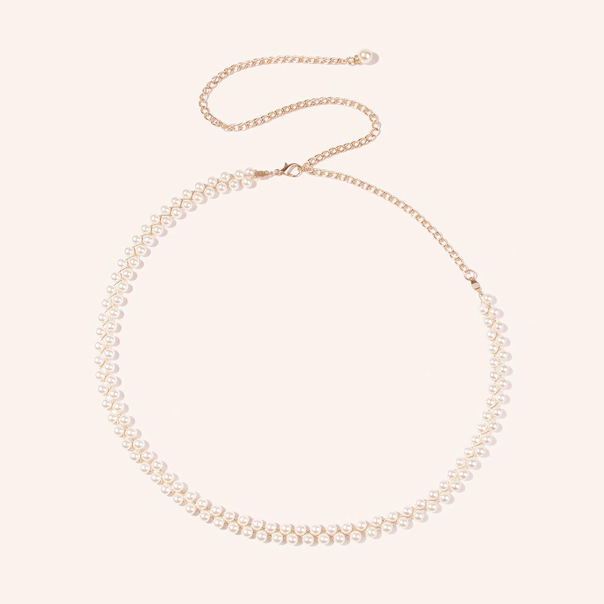 

Новый двухрядный жемчужный золотой нити плетеный красивый и элегантный милый женский пояс